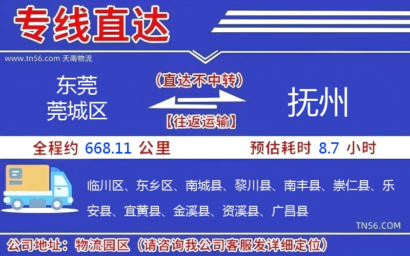 東莞莞城區(qū)到撫州物流公司