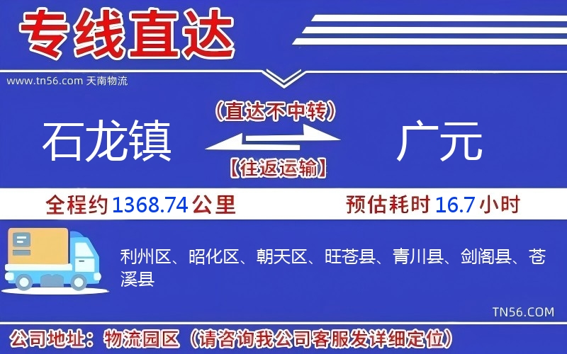 石龍鎮(zhèn)到廣元物流公司